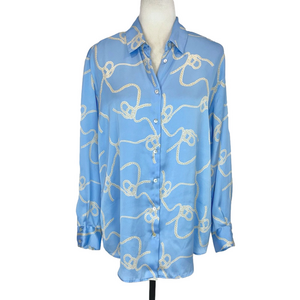 Zara blue knot motif satin shirt